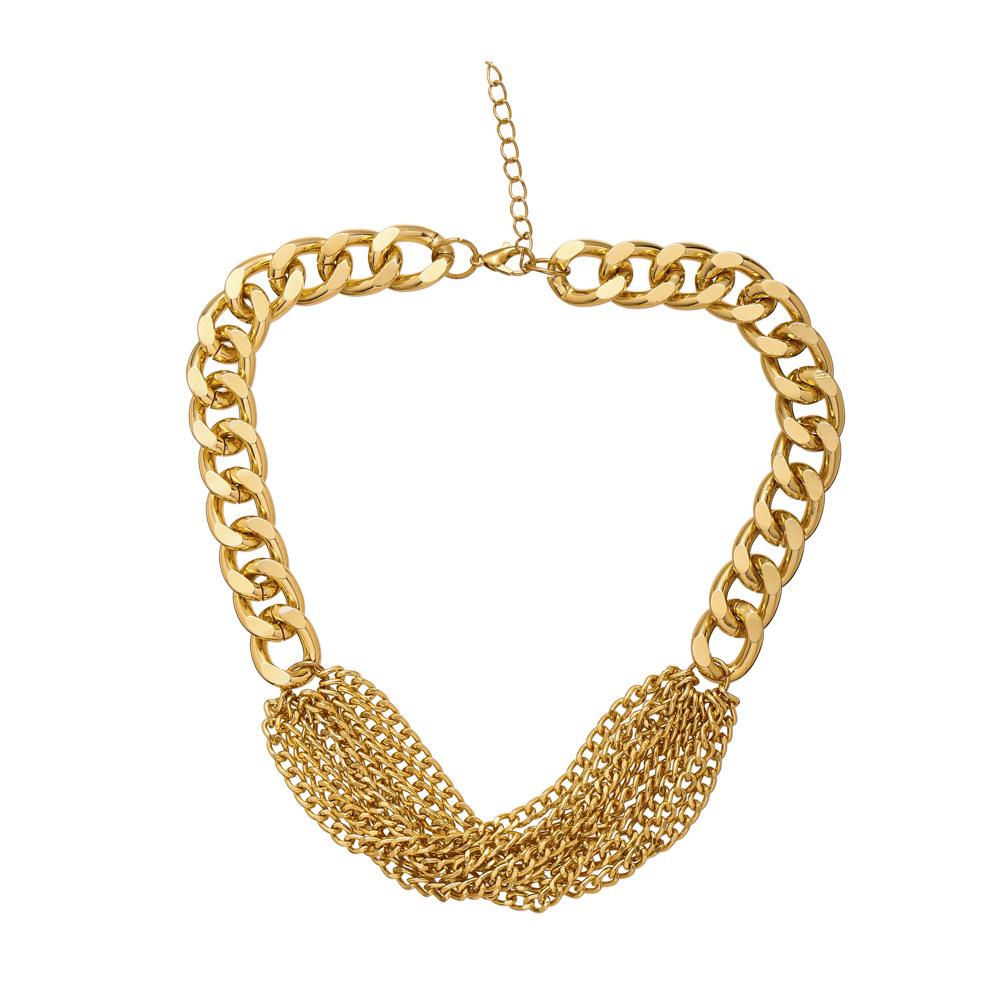 Ins personalized creative short tassel chain metal necklace niche design thick chain collarbone chain female