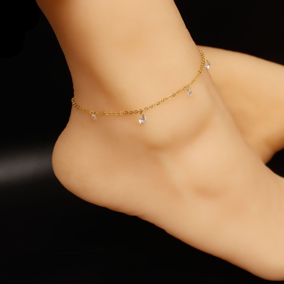 Jewelry Simple Metal Chain Beach Anklet Female Bohemian Fashion Rhinestone Foot Jewelry
