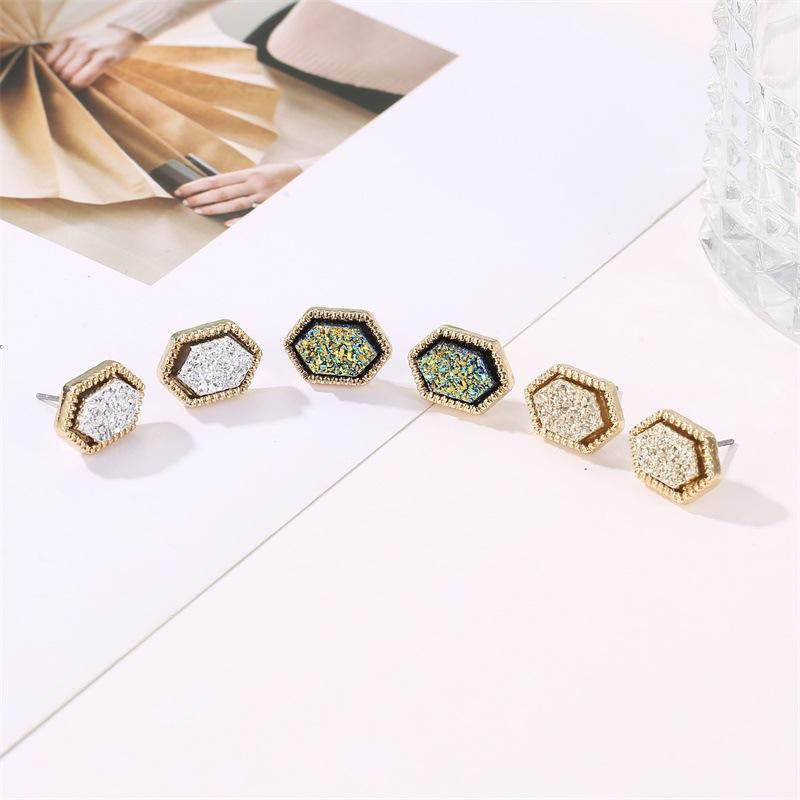 Harajuku simple geometric round frosted earrings women's dream starry sky time gems full of stars colorful earrings