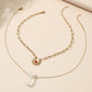Ruby Sun Raw Stone Stainless Steel Necklace Stone Double Layer Titanium Steel Clavicle Chain Jewelry Women