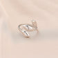 Simple niche design stainless steel leaf opening titanium steel ring ring jewelry female