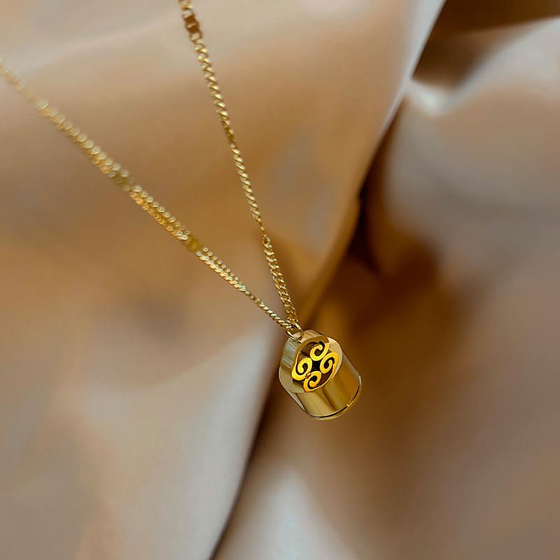 Titanium steel blessing full of auspicious cloud necklace retro personality temperament blessing character clavicle chain