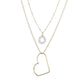 Vintage Double Layer Pearl Necklace Fashion Simple Metal Heart Necklace Accessories