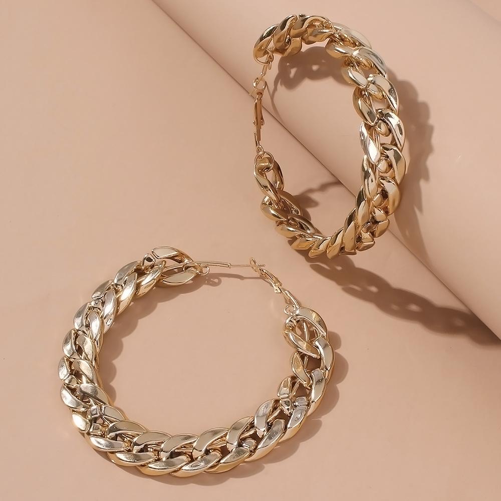 E866 Explosive Earrings Exaggerated Personality Big Circle Chain Earrings Trendy Street Shooting Earrings