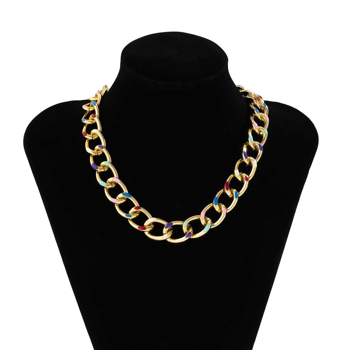 Jewelry Personality Color Drip Oil Cross Chain Necklace Female Simple Hollow Metal Geometric Necklace