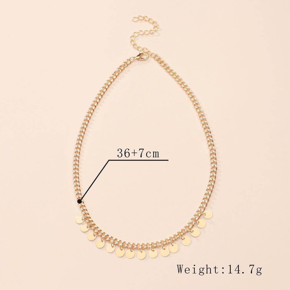 Fashion Round Iron Clavicle Chain Necklace Jewelry