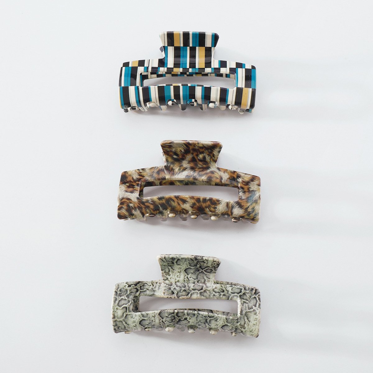 F4294 Exaggerated Striped Resin Clip French Light Luxury Lazy Fashion Medium Ponytail Hair Clip