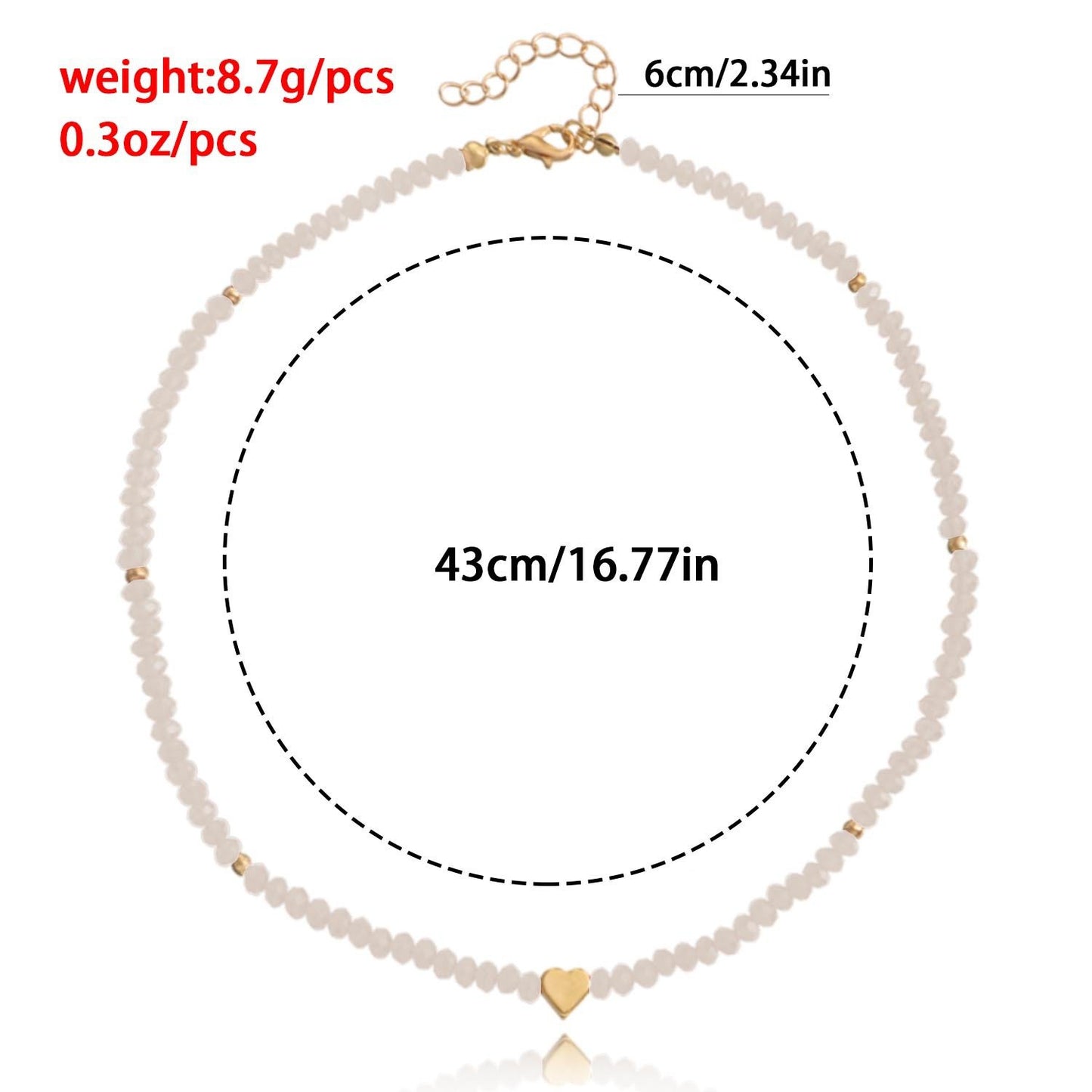 Jewelry ins color crystal love necklace necklace simple women's hip-hop heart-shaped necklace hot girl
