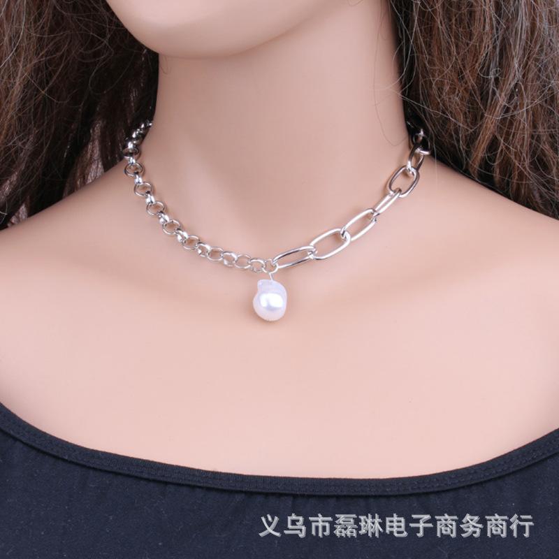 Jewelry baroque special-shaped pearl copper peach heart multi-layer simple necklace female two-piece set