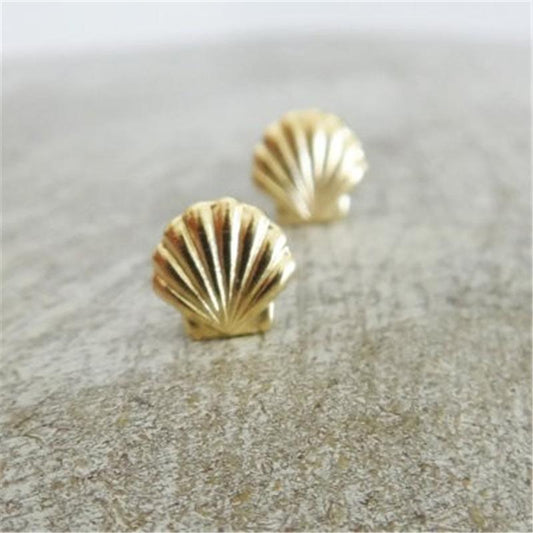 Grid Jewelry Simple Fashion Shell Small Fresh Earrings Beach Stroll Leisure Jewelry