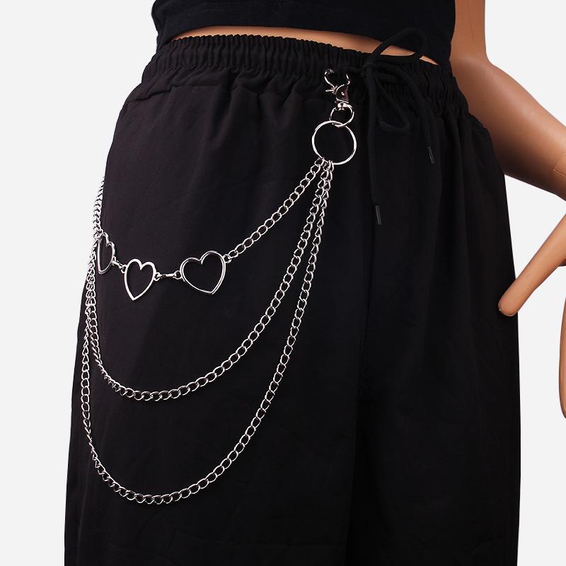 Jewelry Punk Metal Chain Geometric Pants Chain Fashionable Versatile Peach Heart Waist Chain for Men and Women