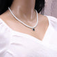 Ins black agate love glass pearl collarbone jewelry girl high-end feeling peach heart-shaped retro necklace female