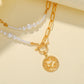 Creative Double Pearl Clock Necklace Fashion Stitching Clavicle Chain Ins Retro Fashion Jewelry