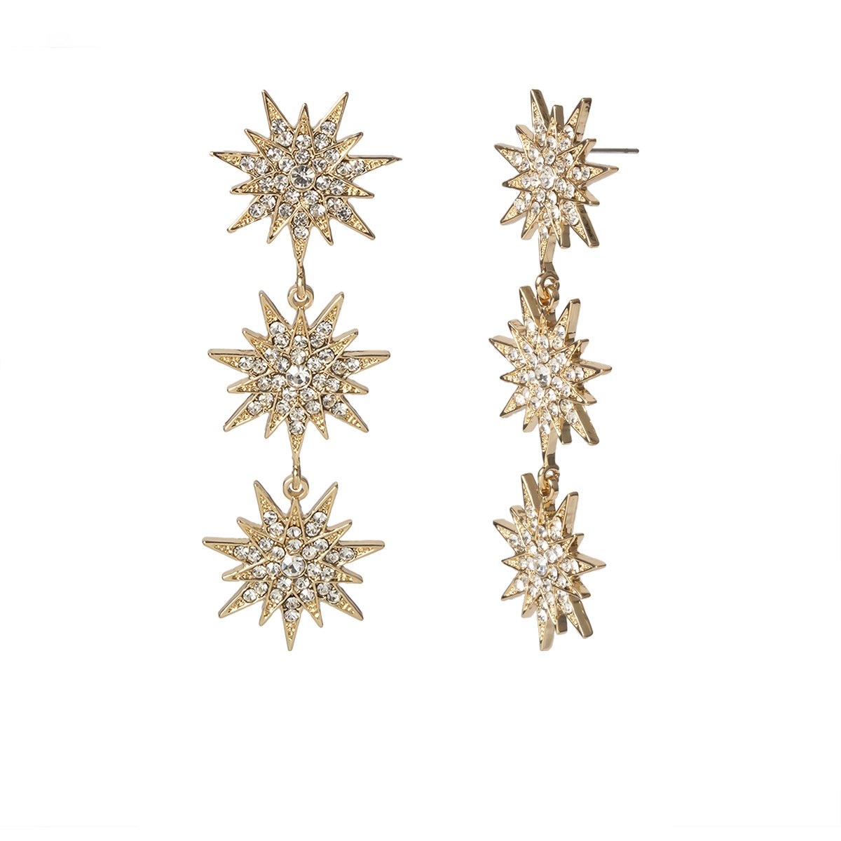 Jewelry simple micro-inlaid flash diamond long star earring temperament versatile letter honey earrings
