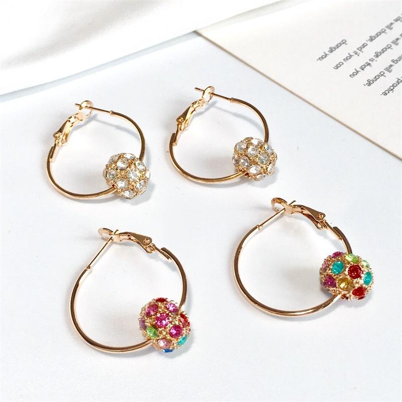 ins color crystal ball earrings retro fashion color diamond ball earrings earrings earrings