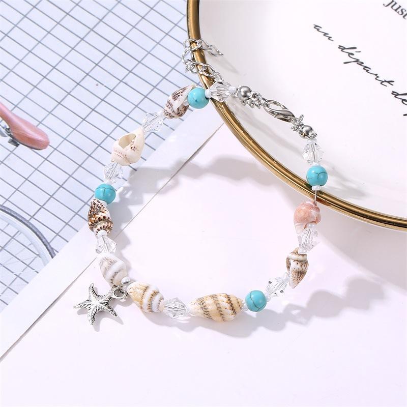 Bohemian Fashion Starfish Bracelet Natural Stone Conch Beaded Shell Anklet Ocean Beach Collection Jewelry