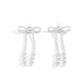 Jewelry simple and versatile pearl bow earrings temperament small fresh beaded tassel earrings for women