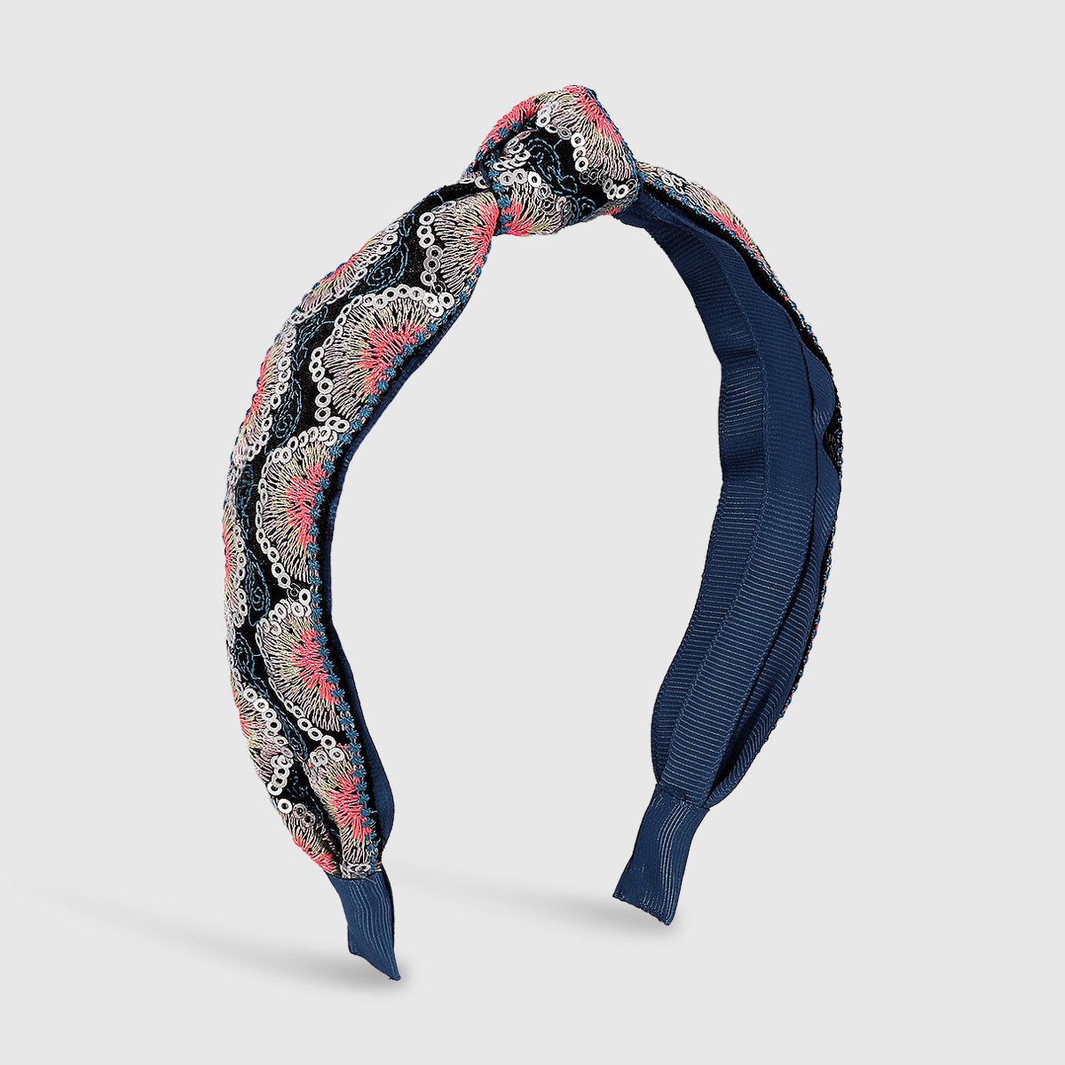 F4453 Bohemian Ethnic Exaggerated Colorful Headband Sequins Embroidered Fabric Knotted Headband Headdress