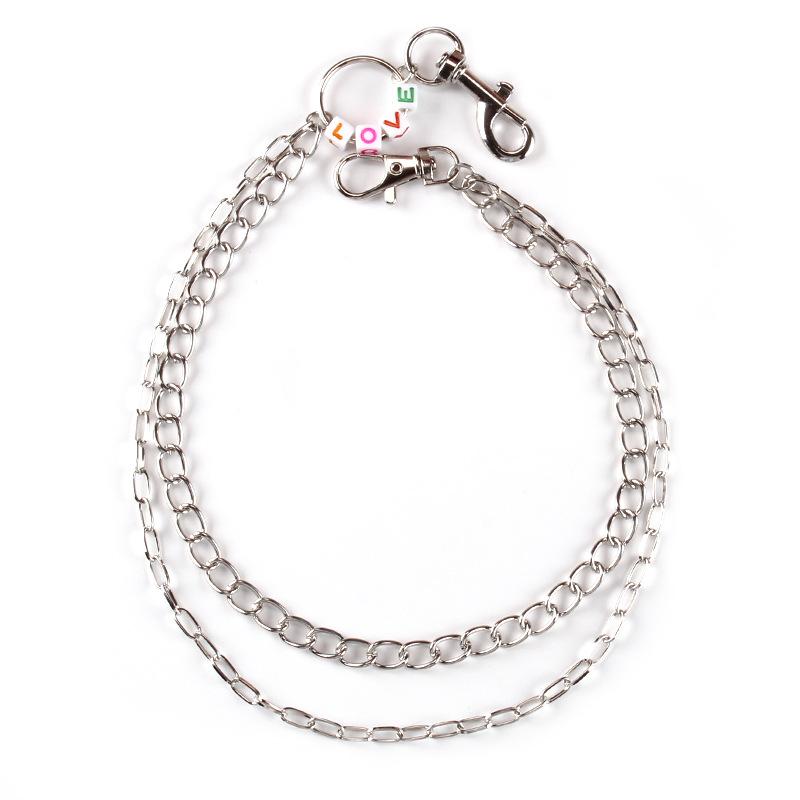 Double-layer pants chain ring love letter personality waist chain jeans accessories women