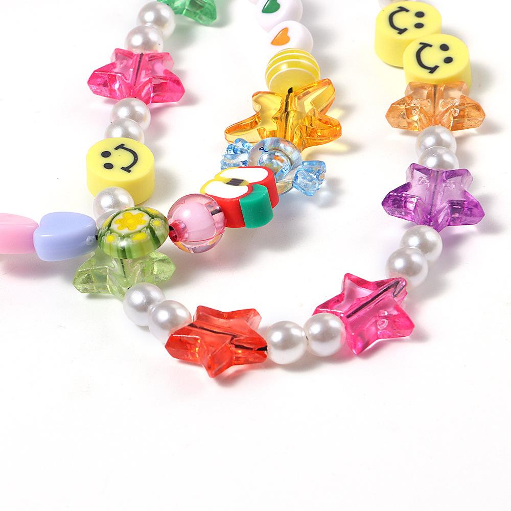 Jewelry Pearl Smiley Soft Pottery Mobile Phone Chain Acrylic Fruit Five-pointed Star Mobile Phone Anti-lost Lanyard