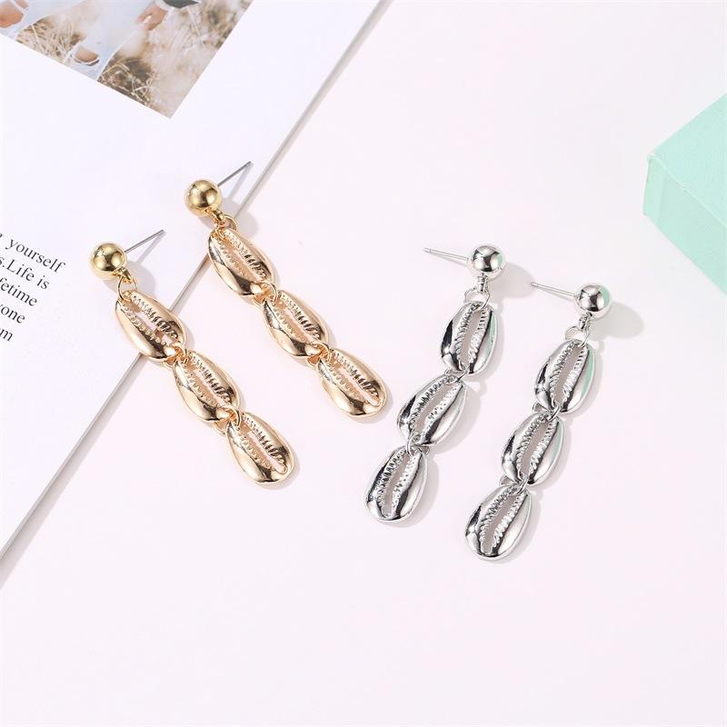 Natural shell earrings simple metal all-match tassel shell earrings earrings earrings ethnic personality earrings