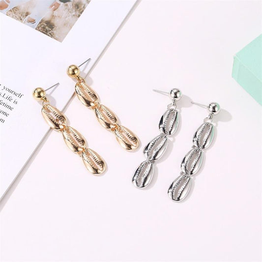 Natural shell earrings simple metal all-match tassel shell earrings earrings earrings ethnic personality earrings