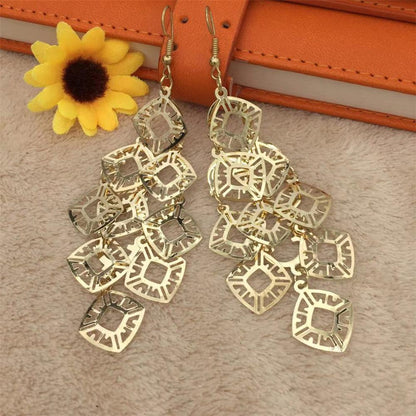 Fashion hollow back shape metal sheet earrings long female exaggerated earrings