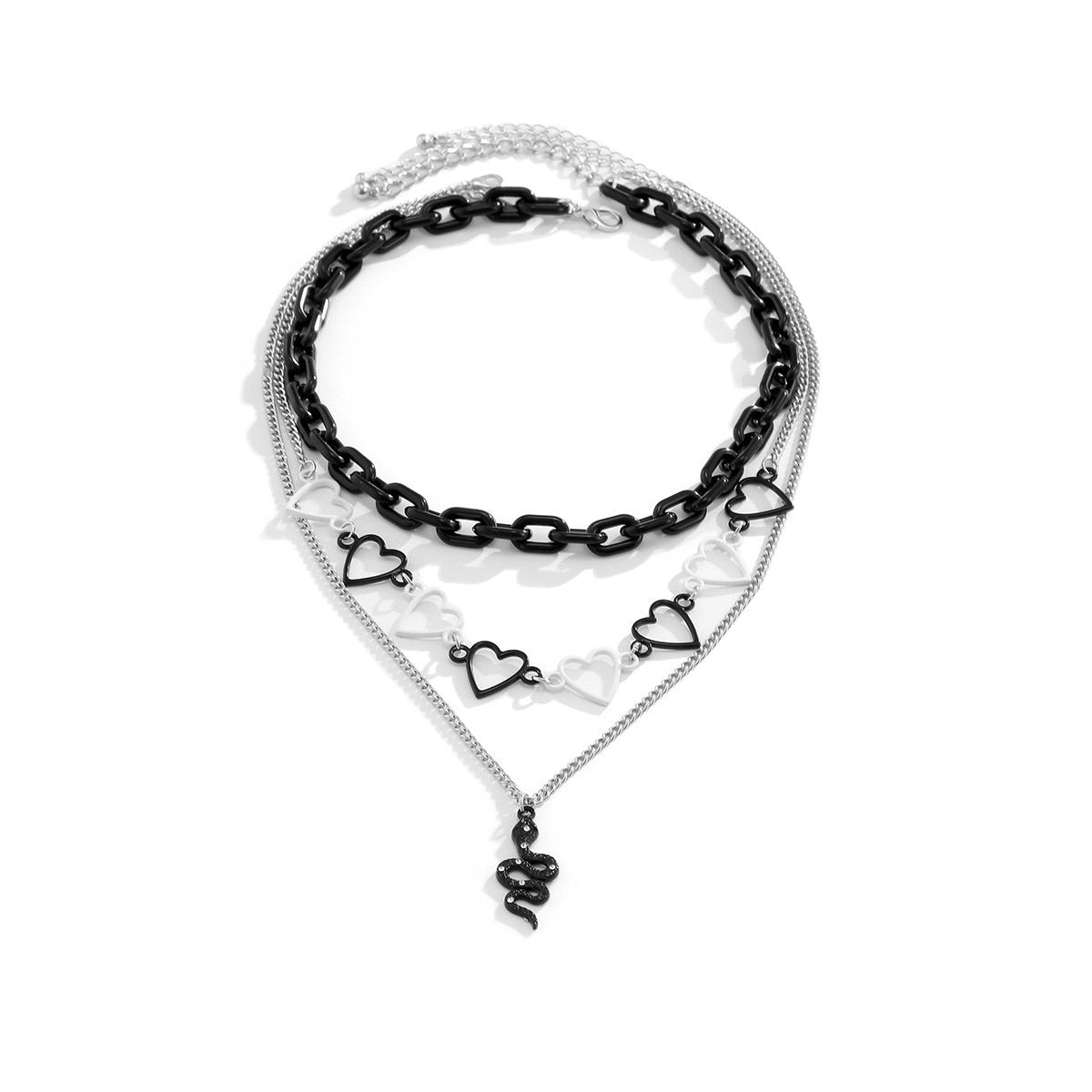 Jewelry Mixed Color Hip Hop Love Clavicle Chain Necklace Niche Design Snake Diamond Necklace Women