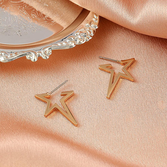 Creative metal geometric earrings exaggerated trend street shooting hollow star earrings unisex