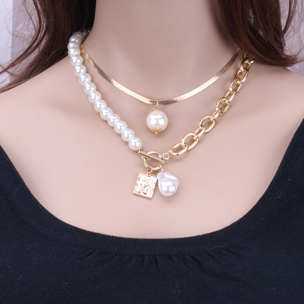 Jewelry Retro Baroque Jane Necklace Alloy Portrait Square Card Pendant Double Sweater Chain Two-piece Set