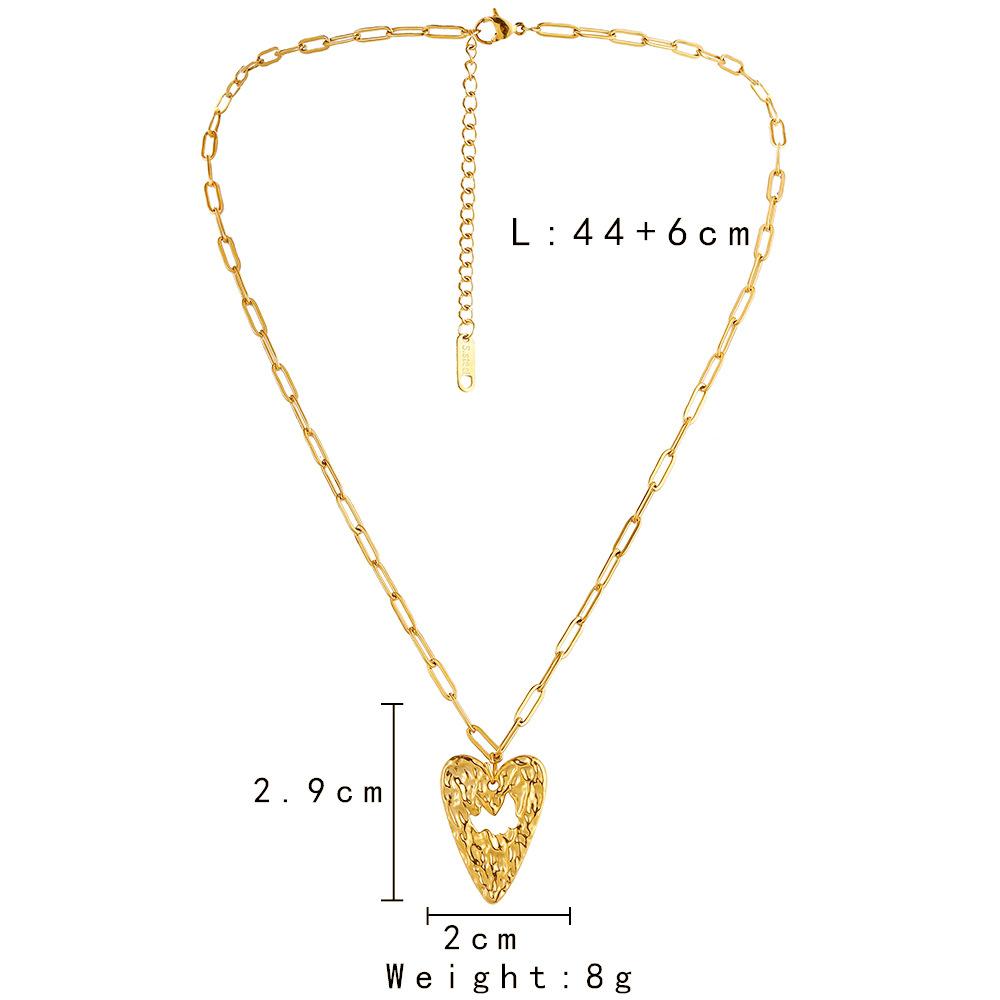 Fashion Simple Texture Stainless Steel Gold Hollow Love Hammer Pattern Necklace Versatile Personality Necklace