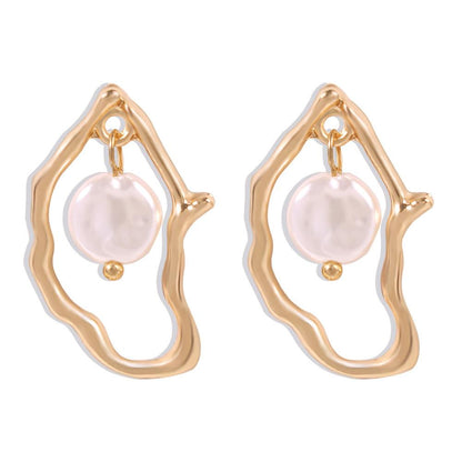 E8368 fashion style niche irregular pearl earrings earrings feminine elegant earrings fashion