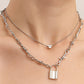 Jewelry punk love padlock pendant necklace female ins double snake bone chain niche design sense