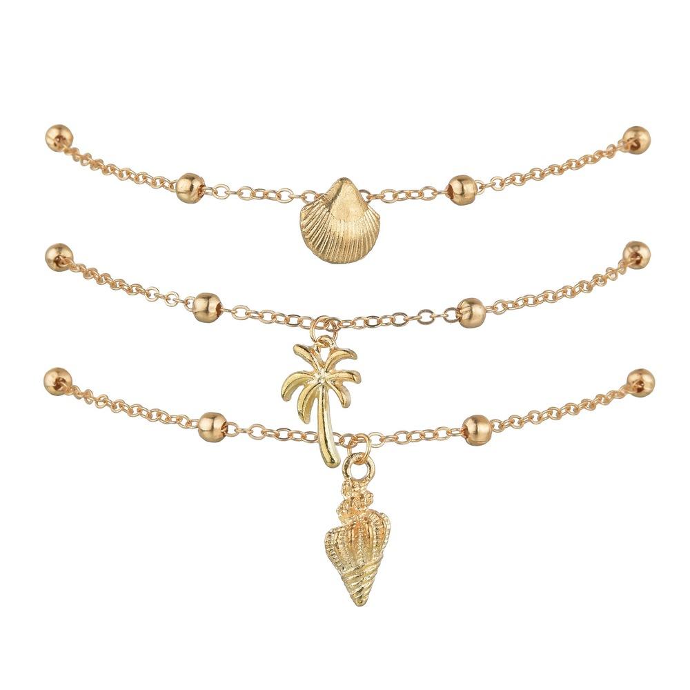 Bohemian Alloy Shell Coconut Conch Pendant Anklet Multilayer Anklet Jewelry