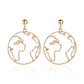 Exaggerated map earrings creative design world map earrings earrings simple round hollow earrings