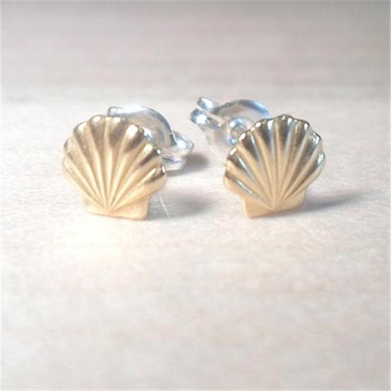 Grid Jewelry Simple Fashion Shell Small Fresh Earrings Beach Stroll Leisure Jewelry