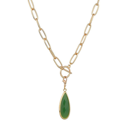 Apparel Green Water Drop Necklace Ladies Fashion Simple Pendant Necklace Jewelry