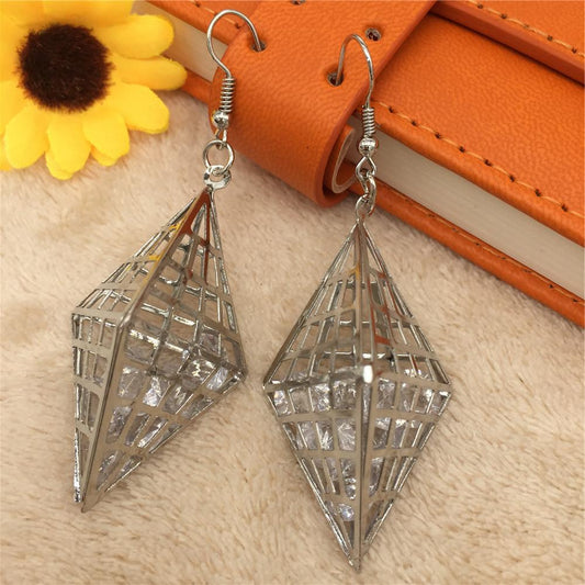 Metal Cone Frame Earrings Imitation Zircon Earrings OL Versatile Ladies Fashion Jewelry