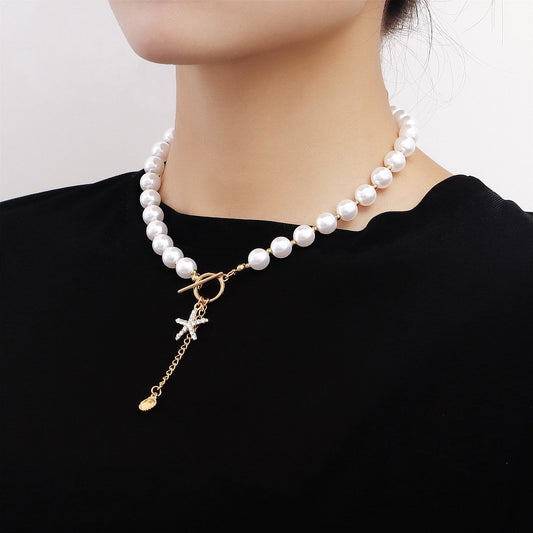 Jewelry Beach Shell Mix and Match Beaded Necklace Diamond Starfish Pendant Necklace Female Personality Necklace