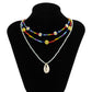 Vacation Shell Smiley Rice Bead Woven Necklace Female Simple Daisy Color Stacked Necklace