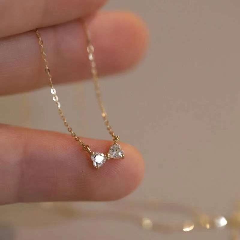 Ins Simple Bowknot Necklace Fashion Light Luxury Niche Design Zircon Clavicle Chain Temperament Sweet Necklace