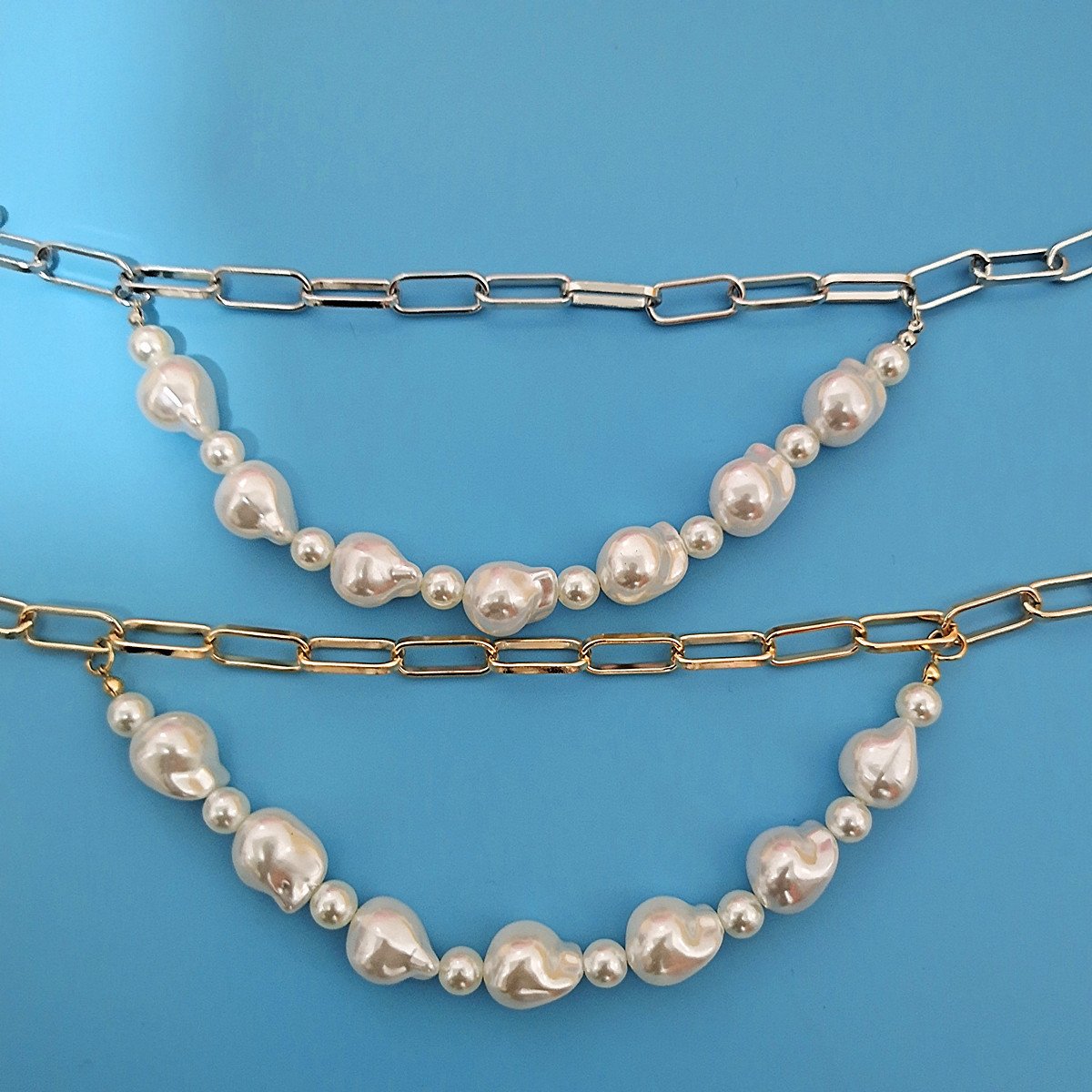 Jewelry Hip Hop INS Shaped Pearl Necklace Female Geometric Chain Baroque Pearl Necklace