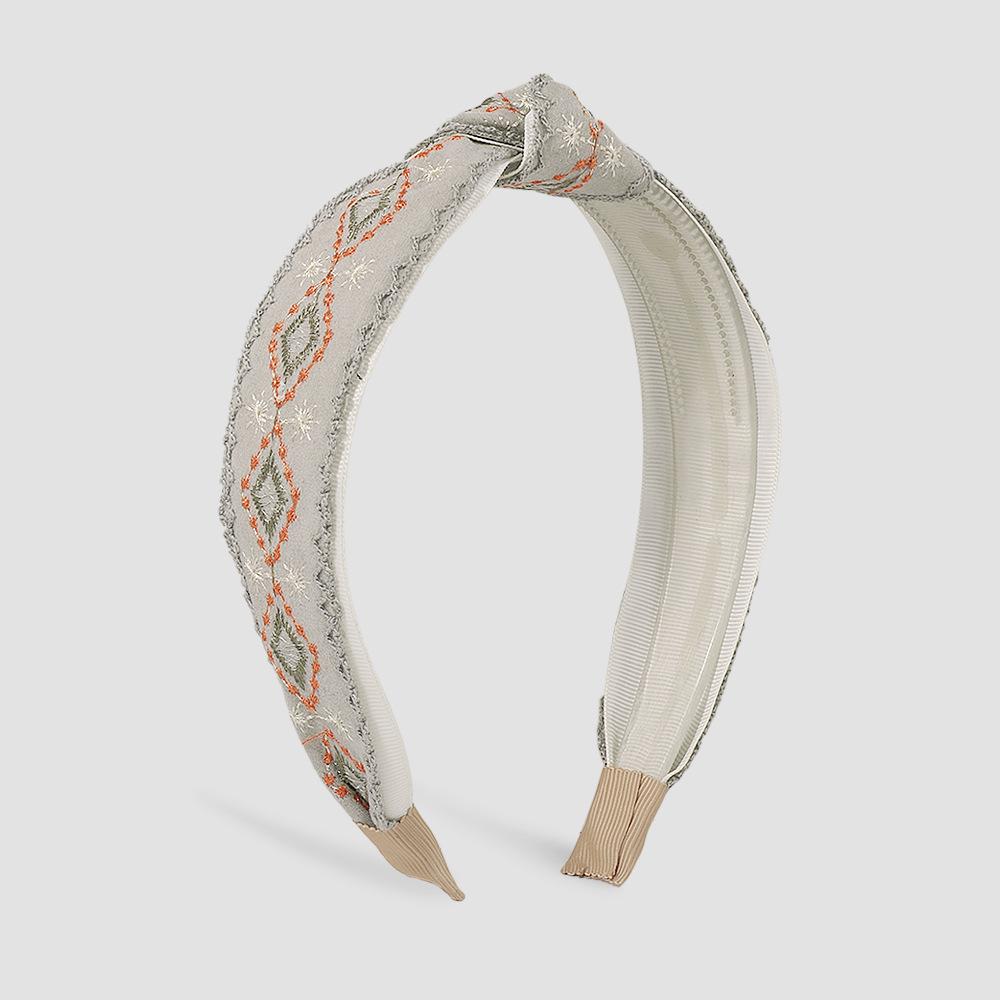 F3968TikTok ancient embroidery fabric simple headband geometric rhombus fresh headband