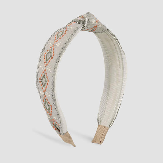 F3968TikTok ancient embroidery fabric simple headband geometric rhombus fresh headband