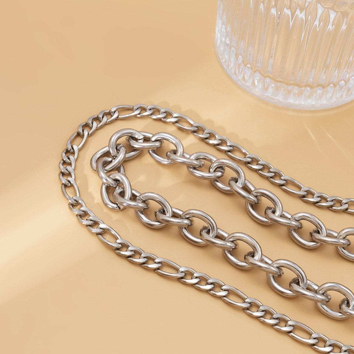 Jewelry Versatile Geometric Hollow Metal Necklace Simple Cross Chain Clavicle Double Layer Necklace Women