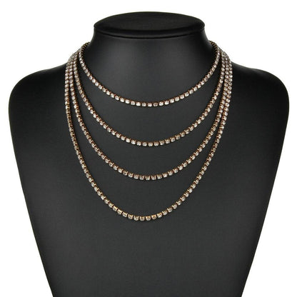 Exaggerated Fashion Rhinestone Necklace Vintage Multilayer Necklace Clavicle Chain Women's Accessories