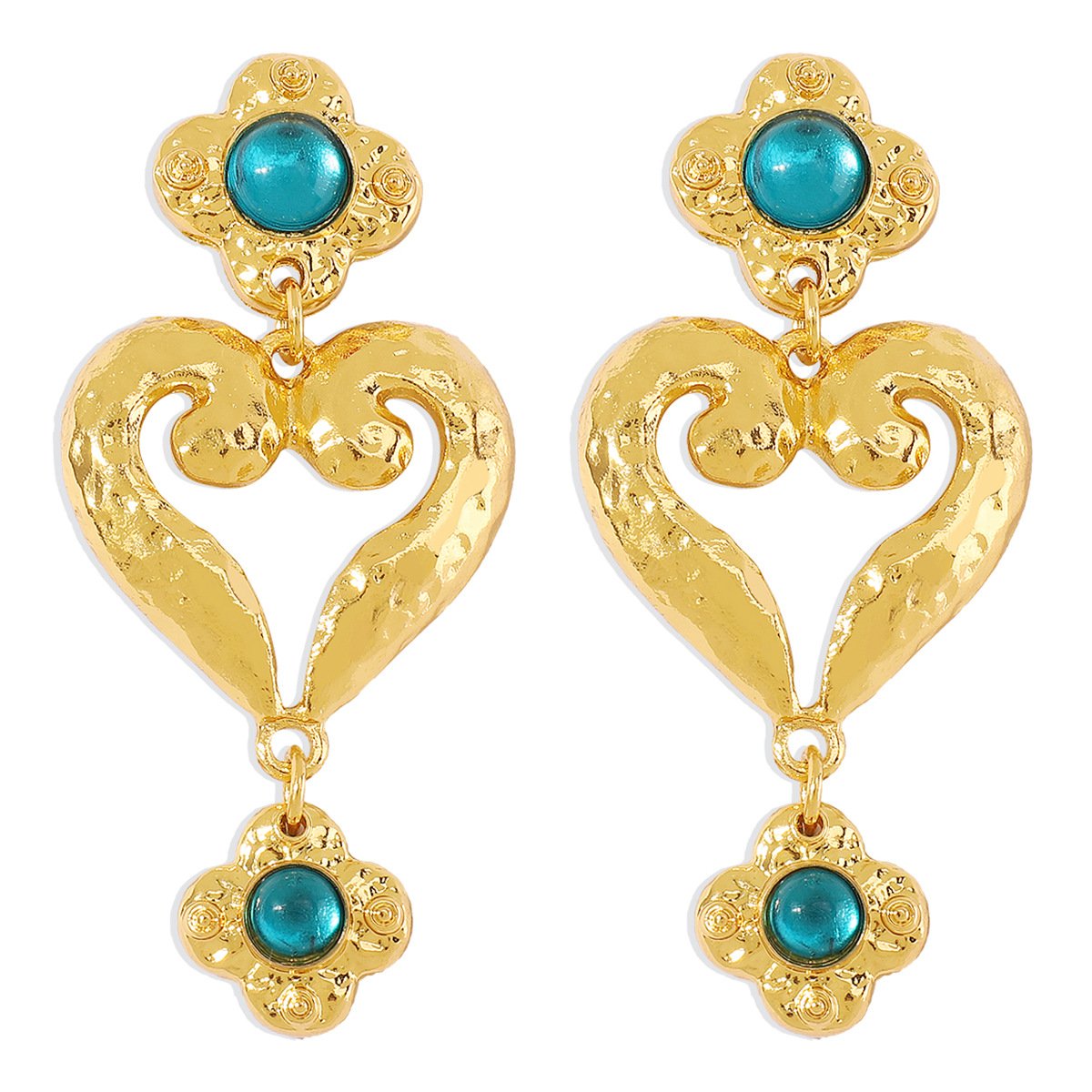 E1118 French temperament symmetrical geometric love rhinestone earrings medieval retro vintage earrings