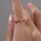Small fresh ring literary fan with diamond branch opening single ring creative cross rattan adjustable ring