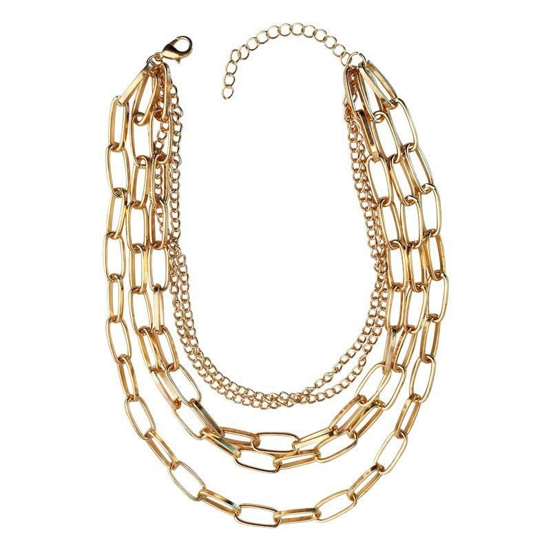 Jewelry Personality Geometric Layer Creative Necklace Women's Retro Punk Multi-layer Mix and Match Chain Necklace