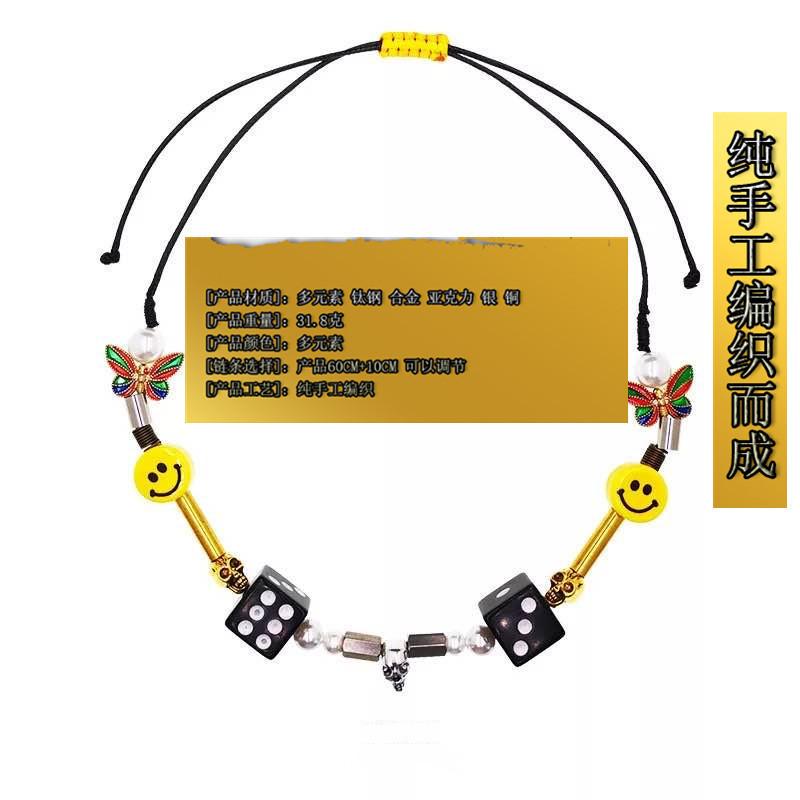 Pearl Smiley Clavicle Chain Hip Hop Necklace Accessories Jewelry